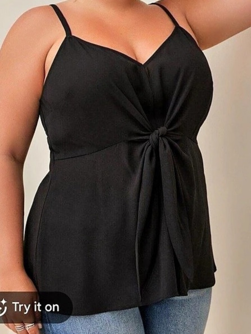 Torrid Peplum Georgette Tie-Front Cami Black Size 1x